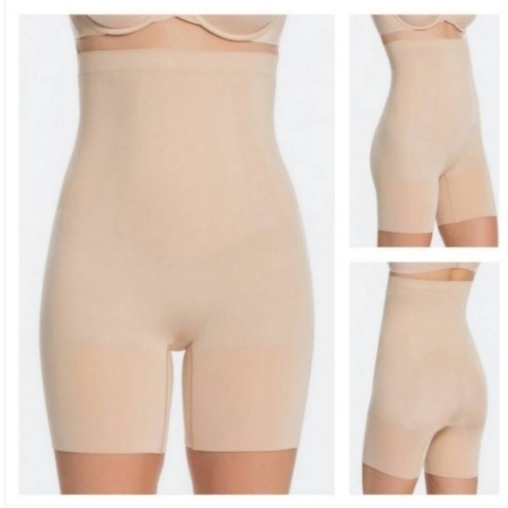 SPANX OnCore High-Waisted Mid-Thigh Short in Nude size Small 37083